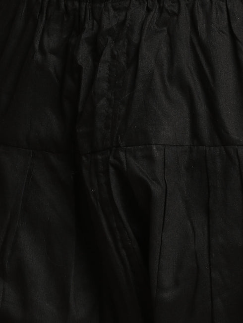 Men's Black Sequined Front Open Georgette Kurta With Patiala And Dupatta Set